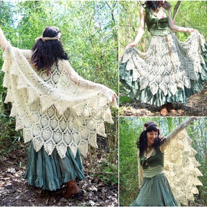 Crochet PATTERN: Cobweb Wrap / Convertible Pineapple Shawl / Bohemian Lace Skirt / Hippie Vintage Boho Retro Renaissance PDF Download image 1