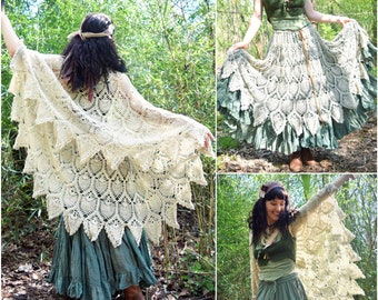 Crochet PATTERN: Cobweb Wrap / Convertible Pineapple Shawl / Bohemian Lace Skirt / Hippie Vintage Boho Retro Renaissance - PDF Download