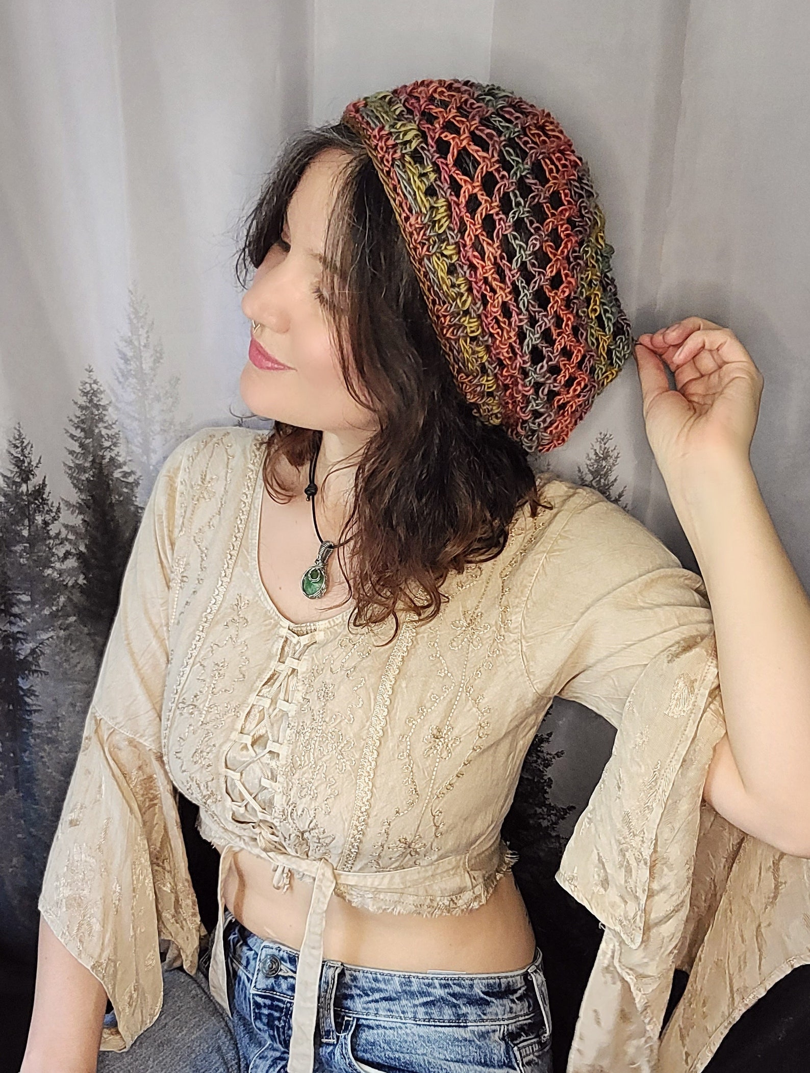 Crochet PATTERN: Mandala Tam / Netted Mesh Cap / Light Summer Fall Hat ...