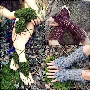 Crochet PATTERN: Mermaid Mitts & Barefoot Sandals / Crocodile Stitch Gloves / Croc Stitch Barefoot Sandals /Instant Download PDF