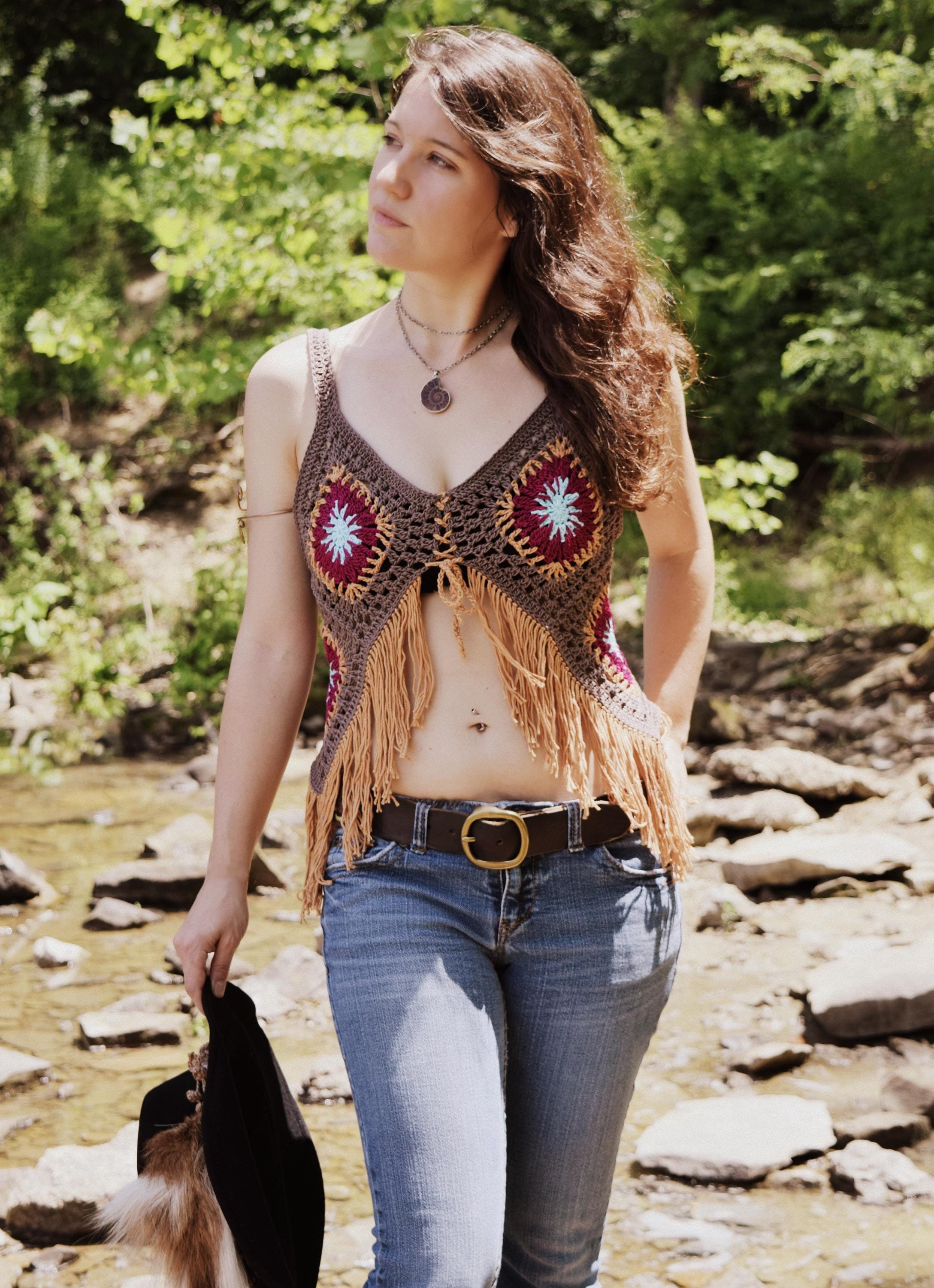 39 Granny Square Vest Crochet Patterns for Retro Layers, Boho Vests, and Handmade Gifts 29 Crochet Granny Square Vest Pattern: Boho Fringe Top