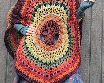 Crochet Pattern: Yggdrasil Tree of Life Poncho (PDF Download)