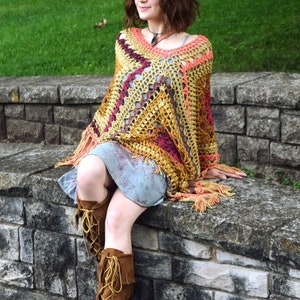 Crochet PATTERN: Kismet Poncho / Bohemian Large Poncho Pattern / Retro Hippie 60's 70's Crochet Pattern / Downloadable PDF File image 2