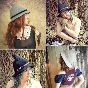 Crochet PATTERN: Hedge Witch Hat / Cute Witch Hat / Slouchy Witch Hat / Boho Costume Fantasy Halloween Easy Crochet Pattern / 1 Digital File