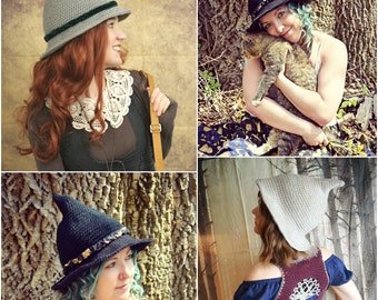 Crochet PATTERN: Hedge Witch Hat / Cute Witch Hat / Slouchy Witch Hat / Boho Costume Fantasy Halloween Easy Crochet Pattern / 1 Digital File