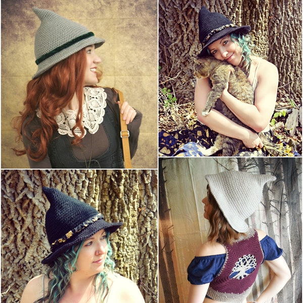 Crochet PATTERN: Hedge Witch Hat / Cute Witch Hat / Slouchy Witch Hat / Boho Costume Fantasy Halloween Easy Crochet Pattern / 1 Digital File