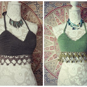 Crochet PATTERN: Mehndi Halter Top / Crochet Festival Top / Beach Coverup Crop Top / Earthy Bellydance Costume Top image 5