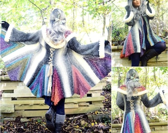 Crochet PATTERN: Priestess Coat Tunisian Crochet/ Sizes XS-2XL / Unique Fantasy Renaissance Witchy Hooded Coat Pattern / PDF File