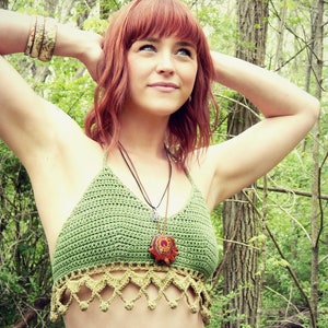 Crochet PATTERN: Mehndi Halter Top / Crochet Festival Top / Beach Coverup Crop Top / Earthy Bellydance Costume Top image 6