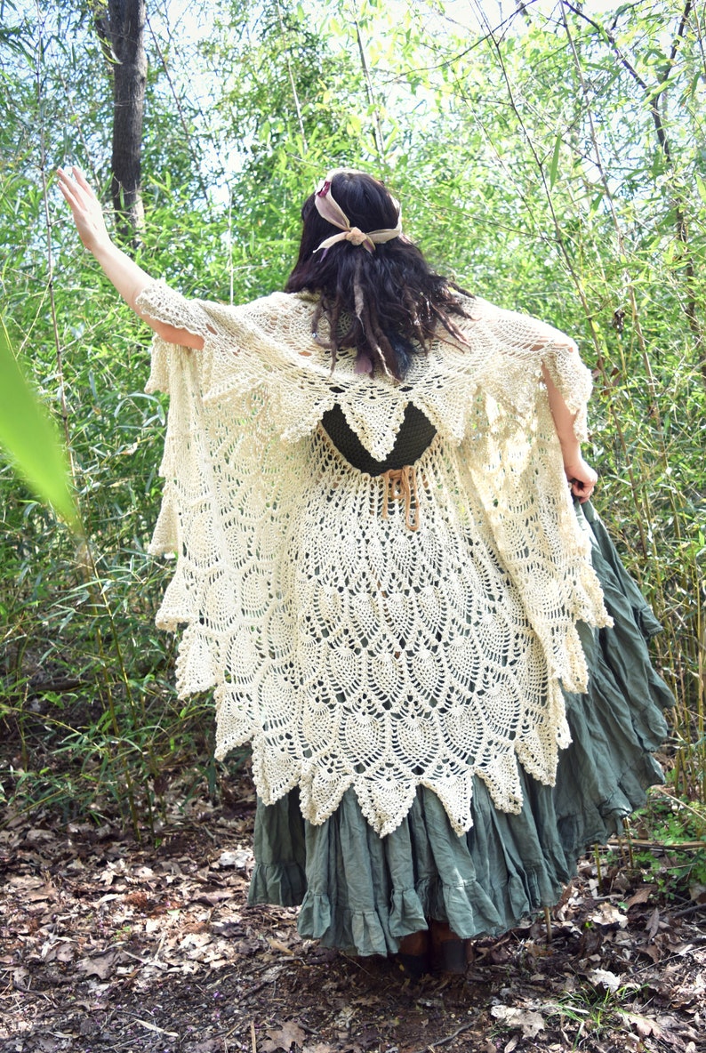 Crochet PATTERN: Cobweb Wrap / Convertible Pineapple Shawl / Bohemian Lace Skirt / Hippie Vintage Boho Retro Renaissance PDF Download image 5