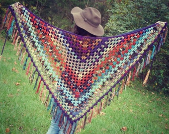 Crochet Granny Shawl Pattern: Easy Boho Hippie Style (PDF Download)