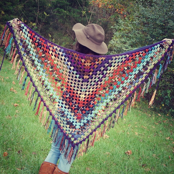 Crochet Granny Shawl Pattern: Easy Boho Hippie Style (PDF Download)