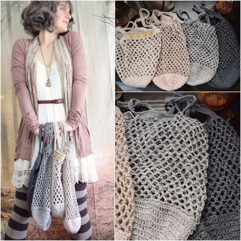 Crochet PATTERN: Simple Market Bag / Easy Crochet Grocery Bag / Simple Crochet Pattern Eco-friendly String Bag Reusable Bag / PDF Download image 1