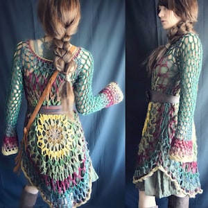 Crochet PATTERN: flower Child Pullover / Floral Mandala Sweater Dress ...