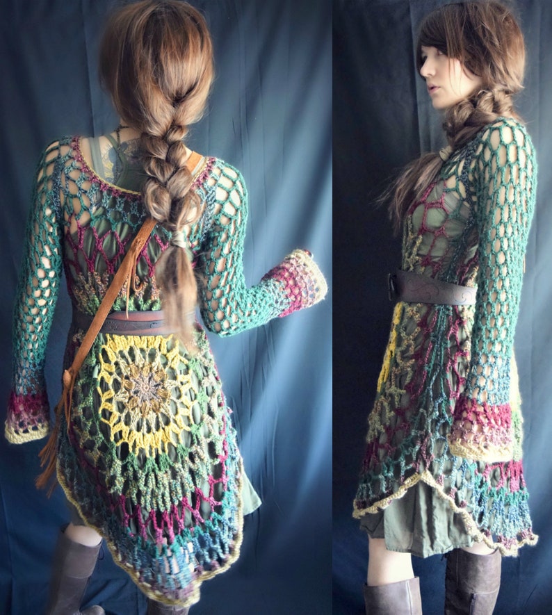 Crochet PATTERN: Pull Flower Child / Floral Mandala Sweater Dress / Hippie Retro Boho Festival Wear Téléchargement instantané du fichier PDF image 7