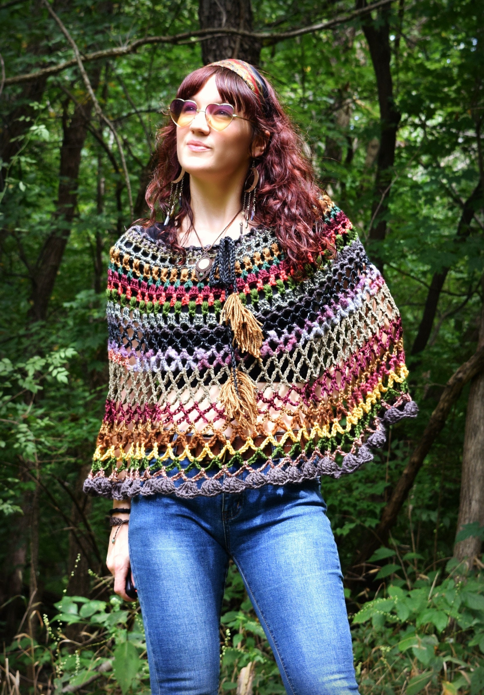 36 Hippie Crochet Patterns for Boho Outfits, Bags, Home Décor, and Gifts 31 Crochet Poncho Pattern: Boho Fringe