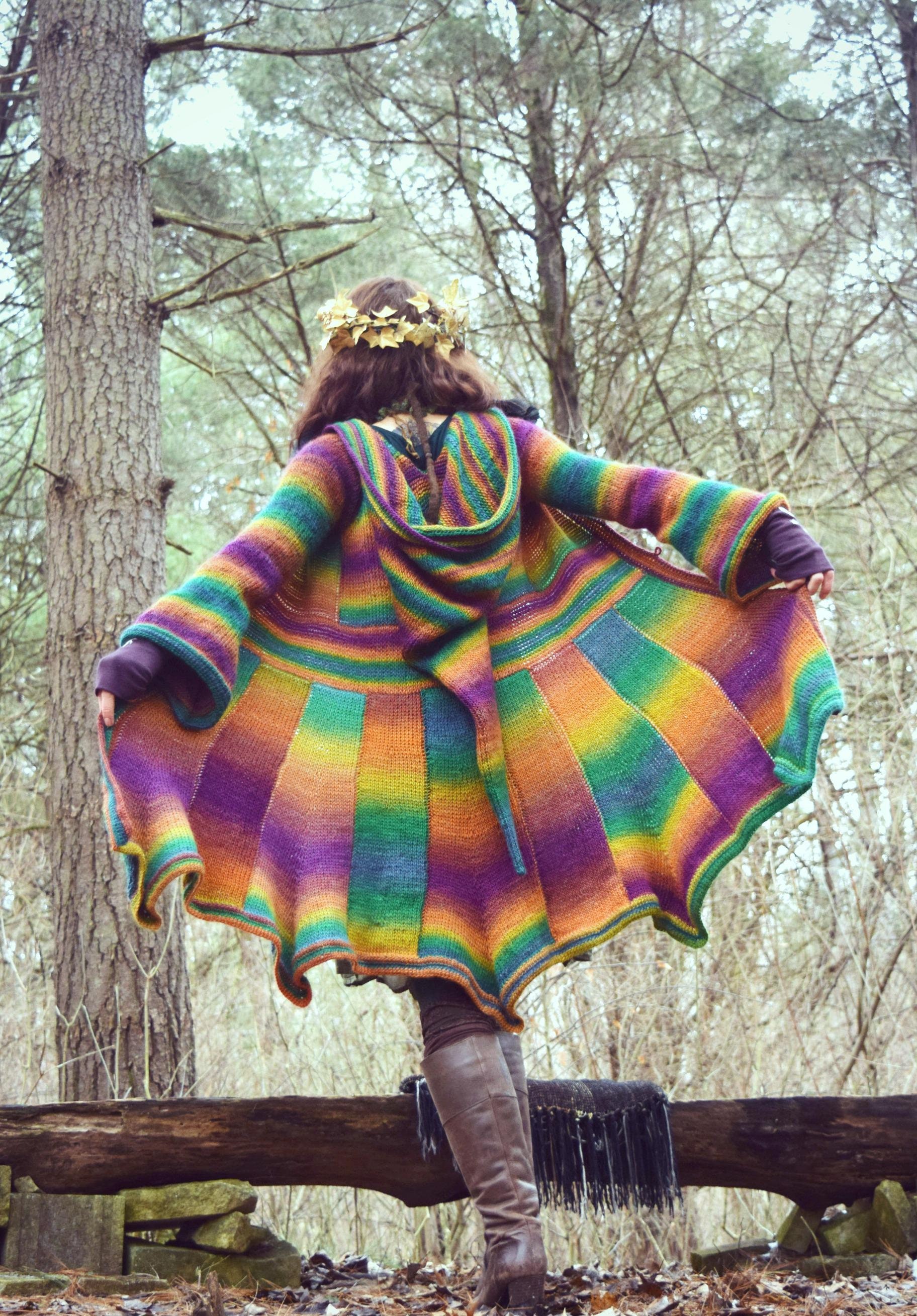 Crochet Elf Coat PATTERN: Tunisian Hooded Pixie Sweater (PDF