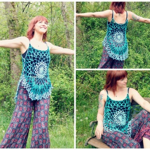 Crochet PATTERN: Mandala Top / Romantic Hippie Festival Tank Top Lace Beach Coverup PATTERN ONLY image 2