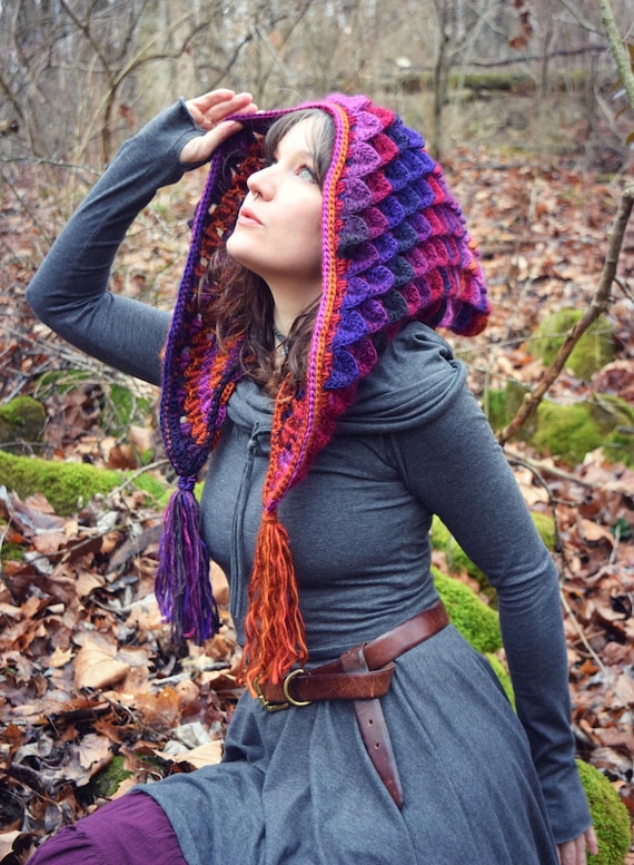 Crochet PATTERN: Quetzal Hood / Crocodile Stitch Hood / Fully