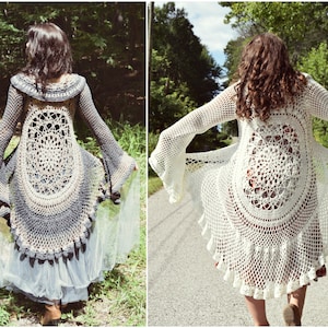 Crochet PATTERN: Lotus Duster / The ORIGINAL Bell Sleeve Lace Mandala Duster Crochet Pattern Design / Sizes Sm & Lg / Instant Download PDF