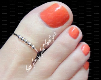 Silver Plated Pearl Stretch Elastic Bead Toe Ring