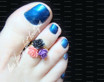 Bouquet of Roses Stretch Elastic Bead Toe Ring Set, Was Marked at 30, now it's 22