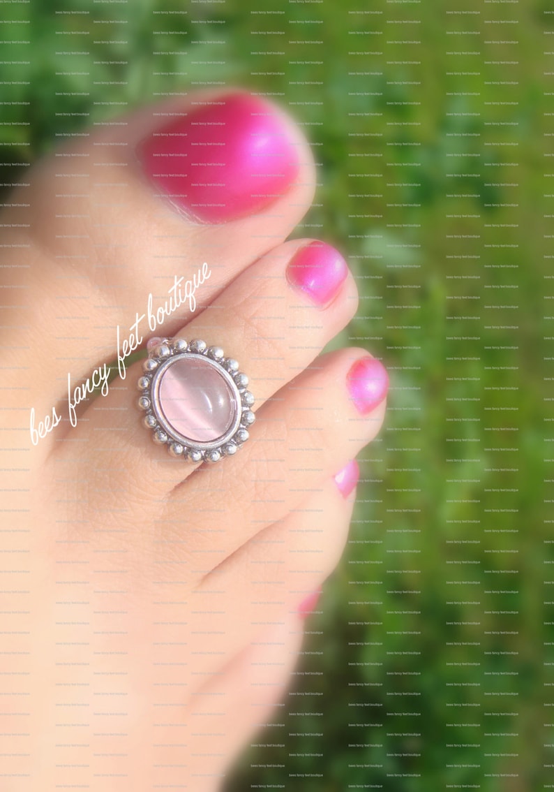 Victorian Toe Ring Pink Glass Slider Bead Stretch Bead Toe Ring Victorian Ring Pink Beads Ring Toe Ring