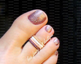 Stacking Toe Rings, Stacking Rings, Ring, Toe Rings, Gold Toe Ring, Seed Beads, Stretch Bead Toe Ring
