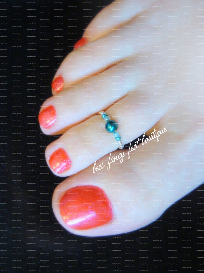 Teal Pearl Ring Teal Pearl Toe Ring Pearl Ring Pearl Toe Ring Toe Ring Ring Stretch Bead Toe Ring