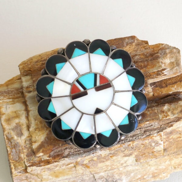 Zuni Sunface Inlay Medallion Bolo