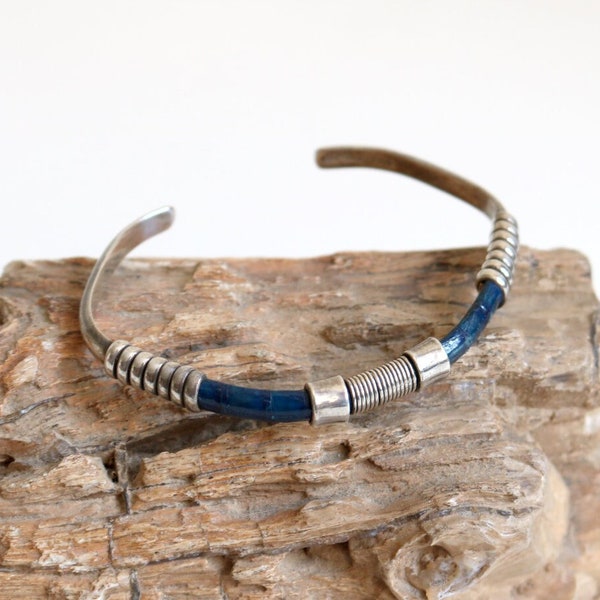 Taxco Sterling Leather Bracelet