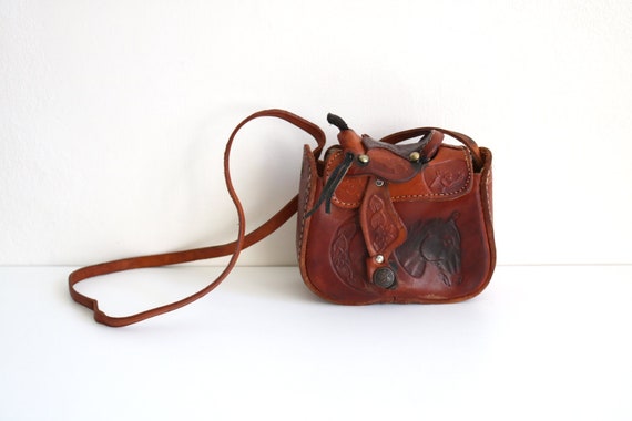 Mini Tooled Horse Saddle Purse - image 1