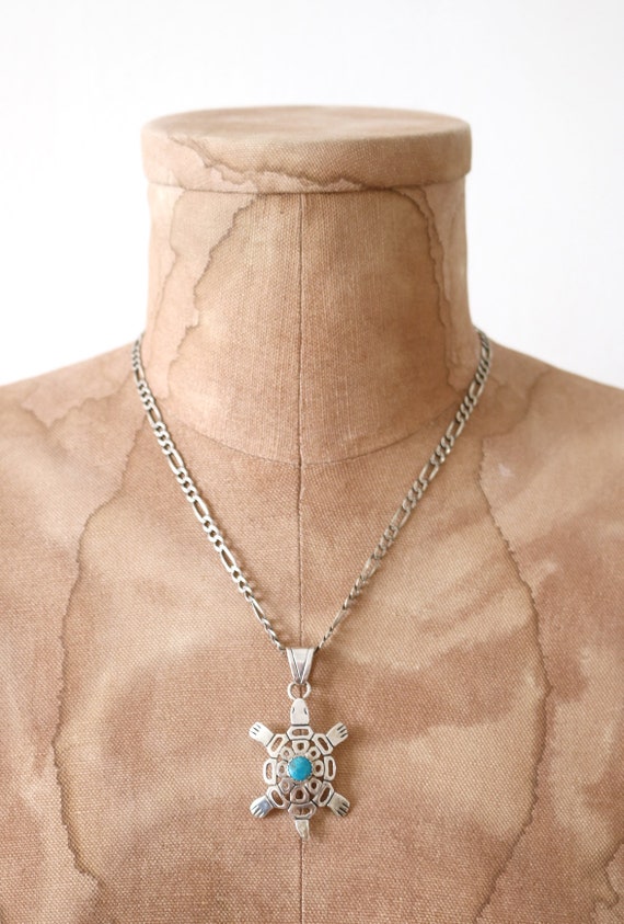 Turtle Turquoise Pendant on Figaro Chain | Sterli… - image 2