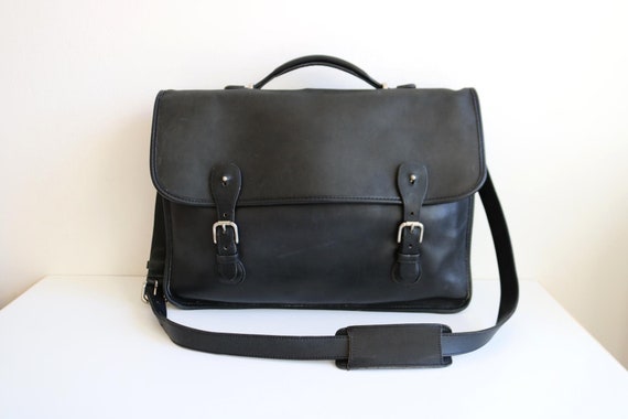 Coach Double Buckle Briefcase Bag | Black Leather - Etsy