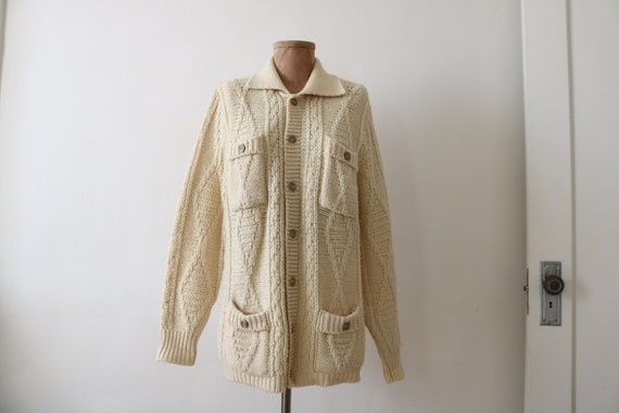 Pendleton Cream Wool Pocket Sweater - image 1