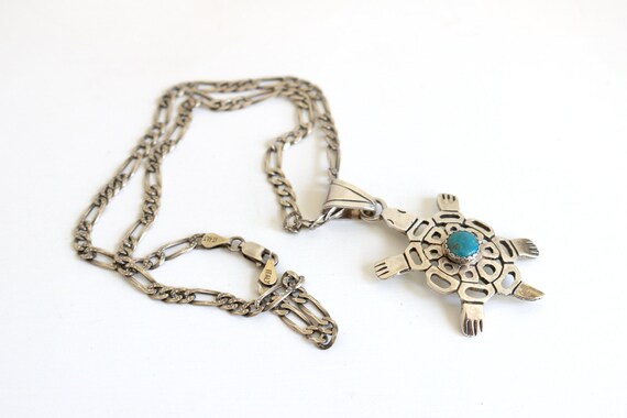 Turtle Turquoise Pendant on Figaro Chain | Sterli… - image 5