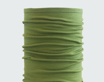 Lightweight Merino Neck Gaiter, Head Band and Face Covering in Leaf