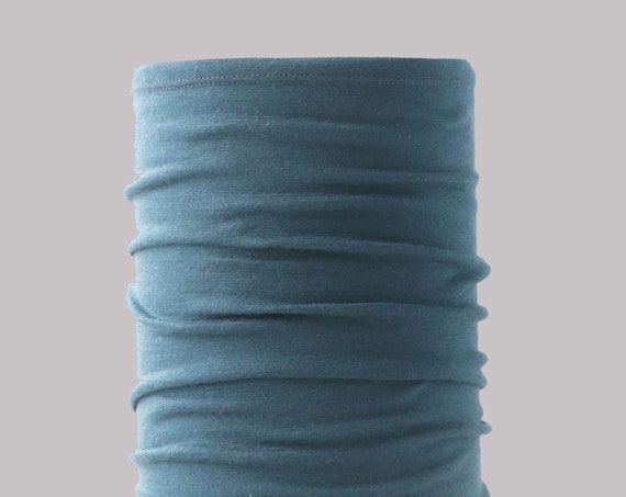 Lightweight Merino Neck Gaiter, Head Band and Face Covering in Soft Teal