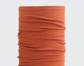 Lightweight Merino Neck Gaiter, Head Band and Face Covering in Paprika