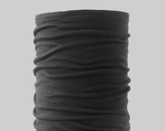 Lightweight Merino Neck Gaiter, Head Band and Face Covering in Black