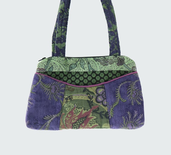 Medium Nancie Purse in Forest and Hyacinth Jacquard Upholstery Fabric- One of a Kind!