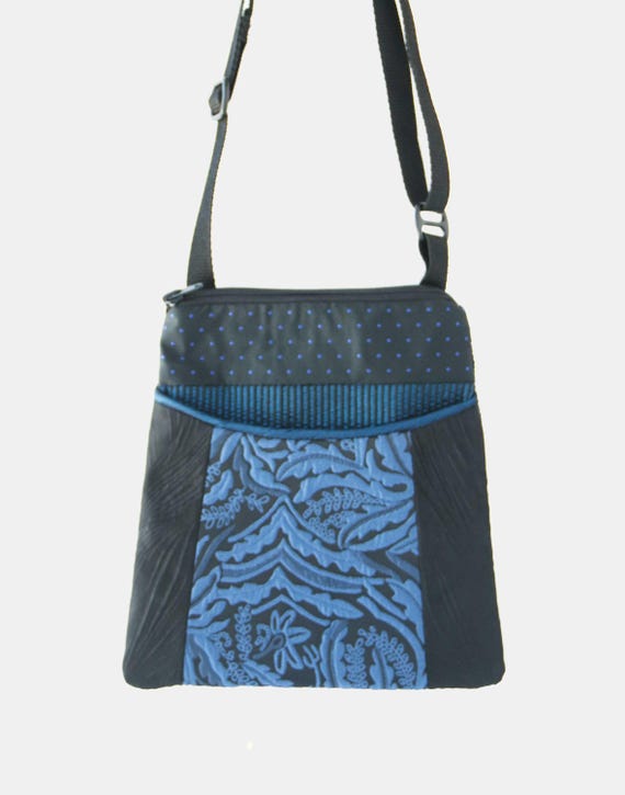 Light weight Adjustable Purse in Cadet Blue Silk Fabric