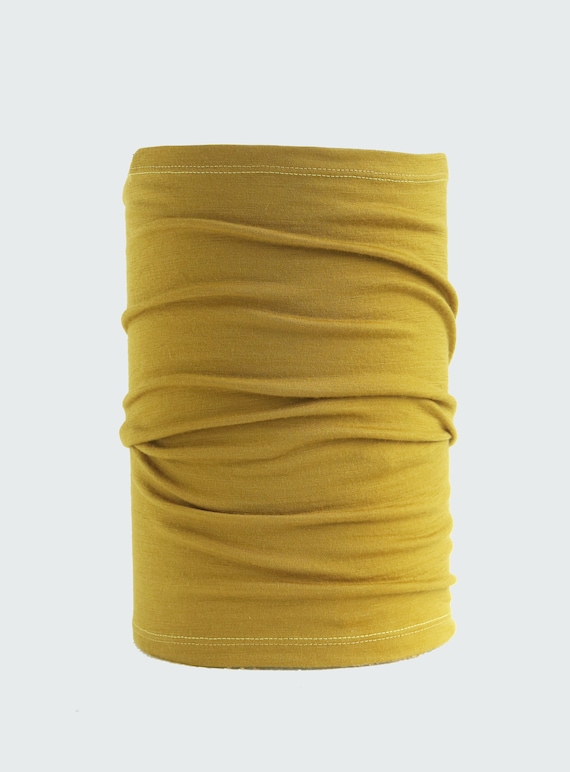 Lightweight Merino Neck Gaiter, Head Band and Face Covering in Tumeric