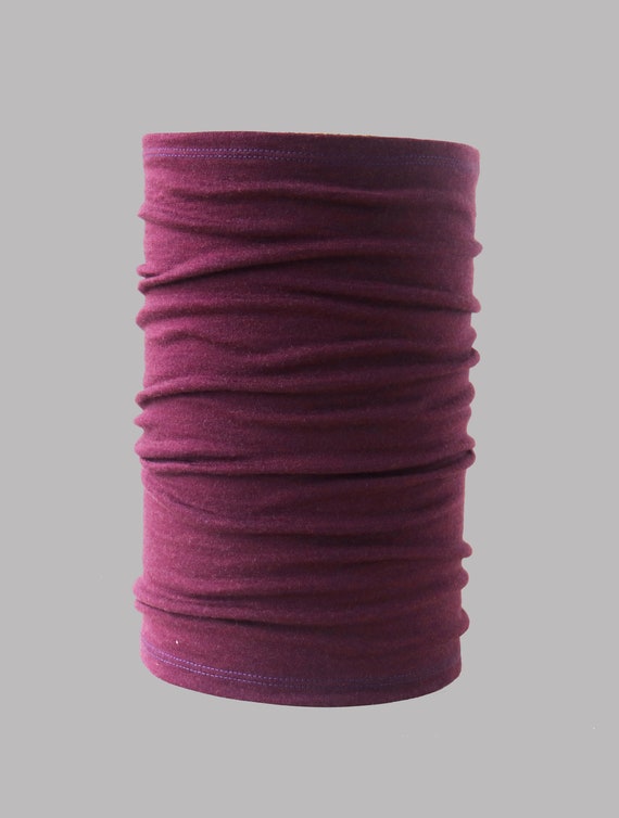 Lightweight Merino Neck Gaiter, Head Band and Face Covering in Aubergine