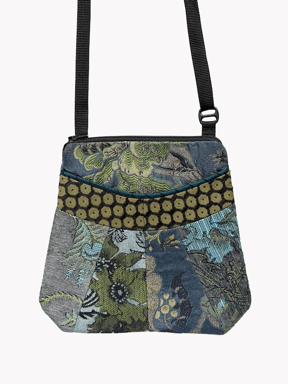 Medium Tapestry Adjustable Alyssa Pewter and Olive Upholstery Fabric- One of a Kind!