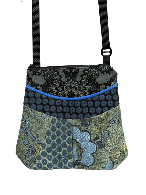 Medium Tapestry Adjustable Alyssa in Celadon and Green Floral and Dot Upholstery Fabric- One of a Kind!