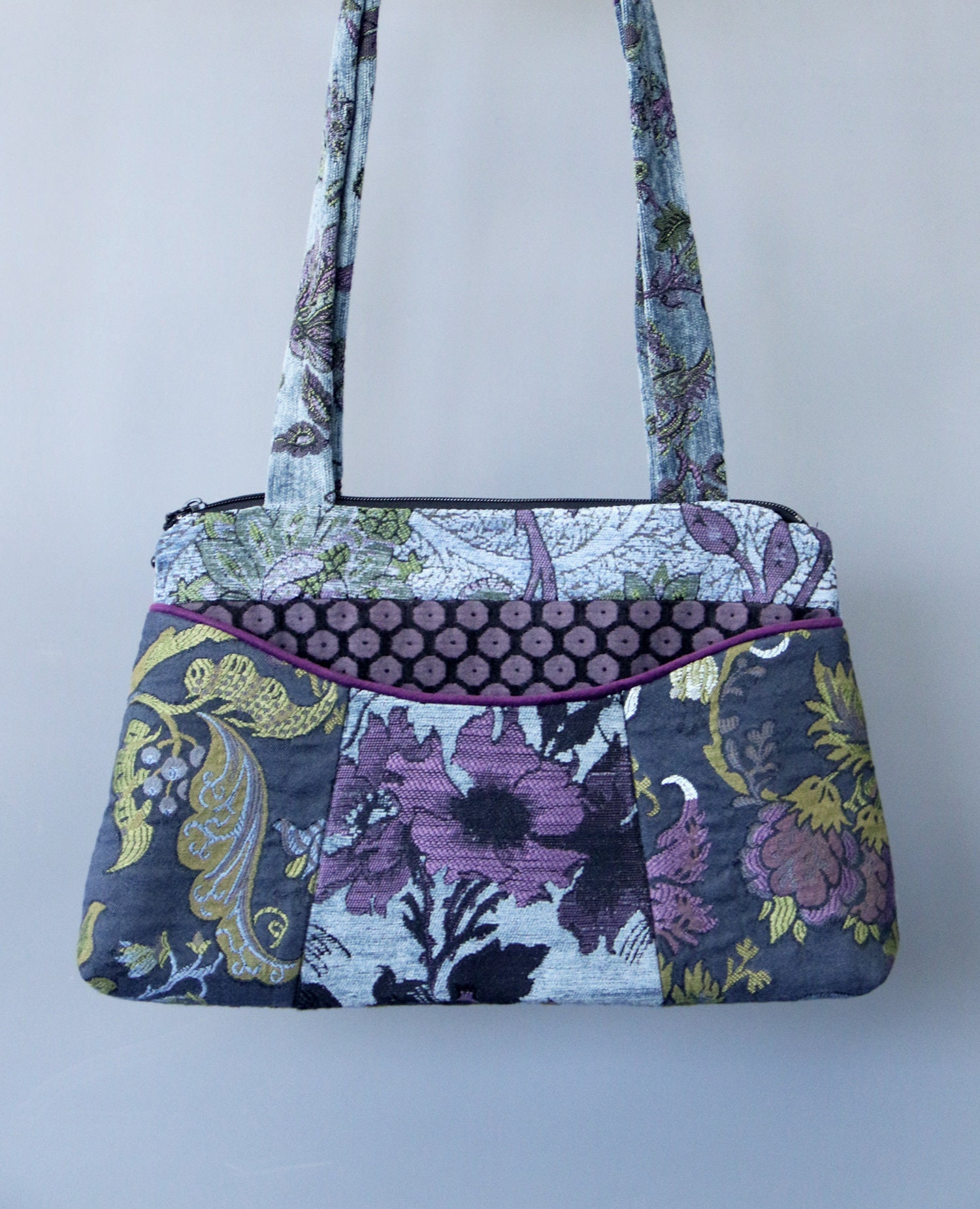 Mineral Medium Nancie Purse in Blue and Purple Floral Jacquard ...