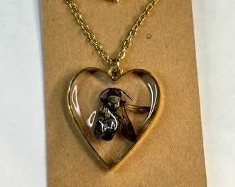 Real Preserved Bee Insect Necklace