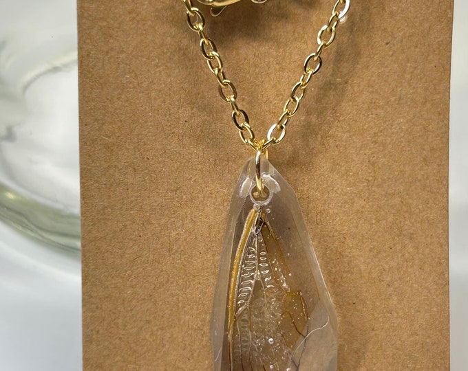 Real Cicada Wing Crystal Resin Necklace