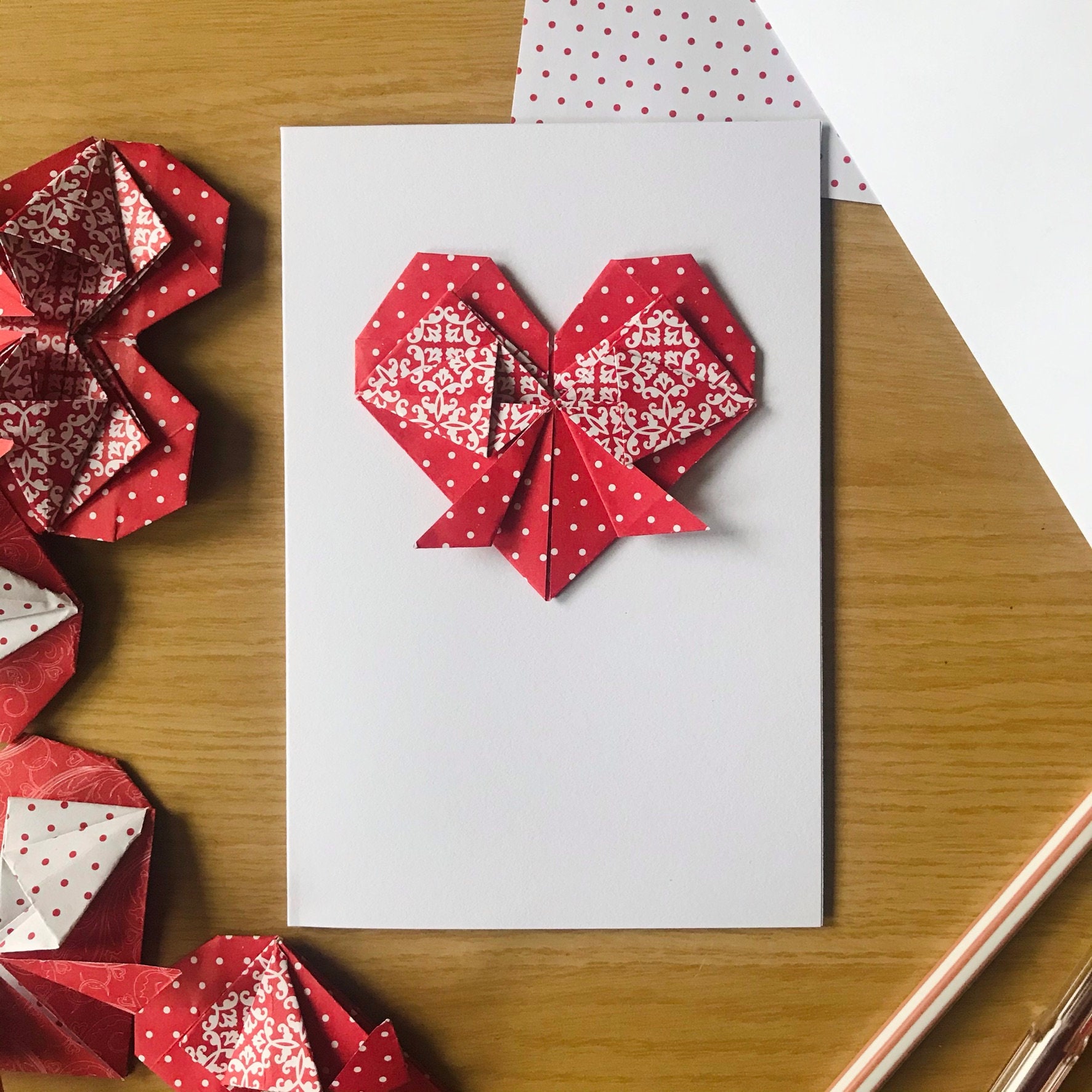 Origami Heart Card Valentine's Day Etsy